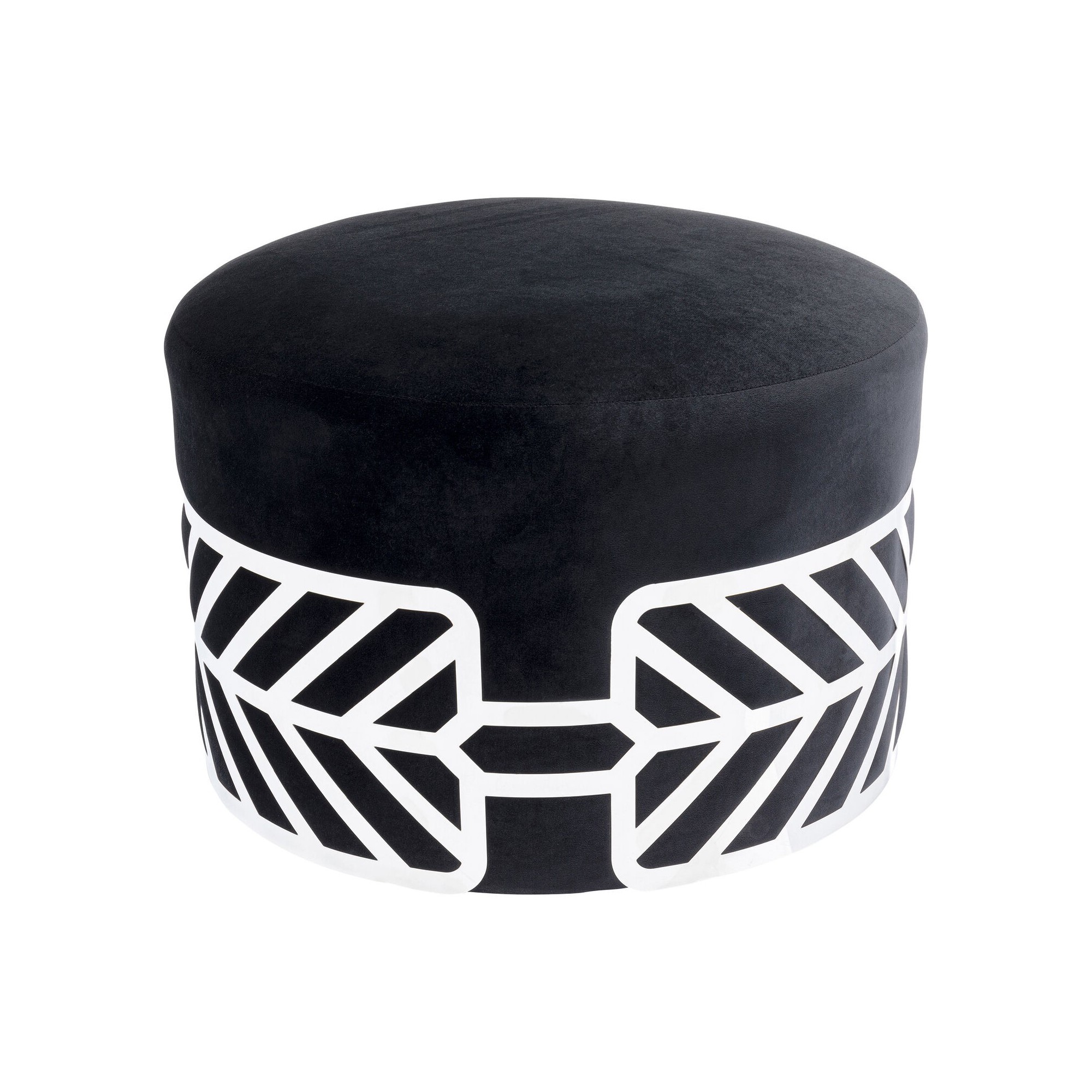 Tabouret Jenna velours noir et argent Kare Design