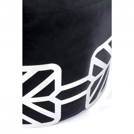 Tabouret Jenna velours noir et argent Kare Design