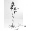 Lampadaire Flexible 5 bras 163cm velours et doré Kare Design