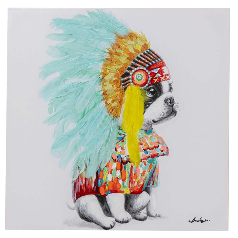 Tableau sur toile Headdress Dog 80x80cm