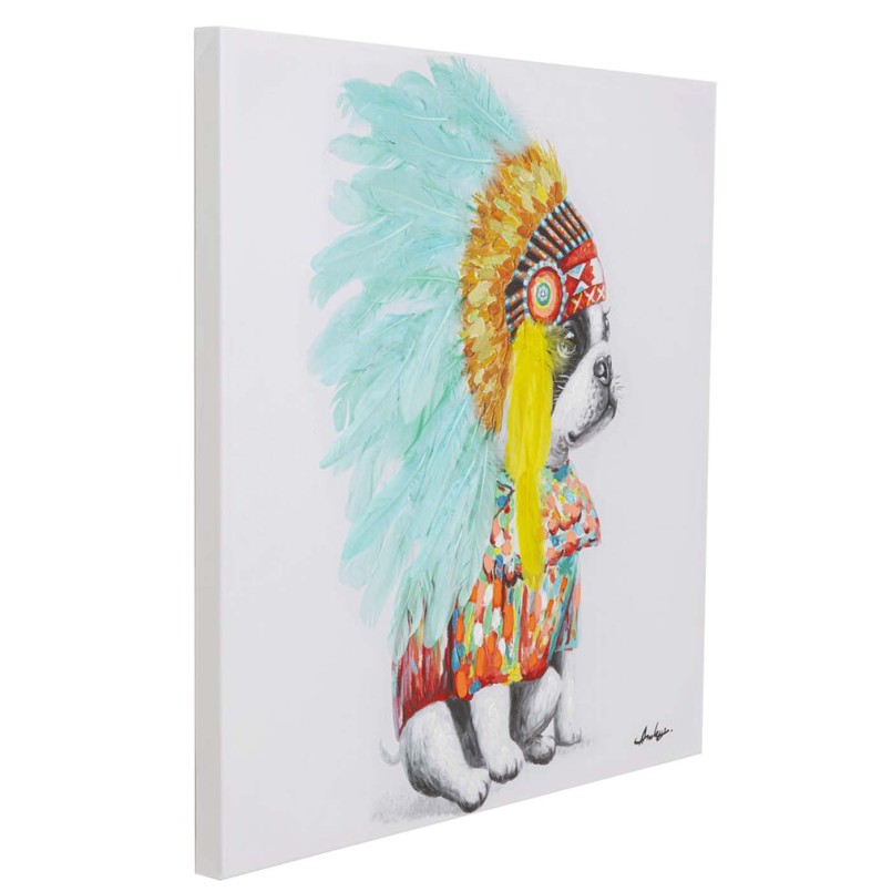 Tableau sur toile Headdress Dog 80x80cm