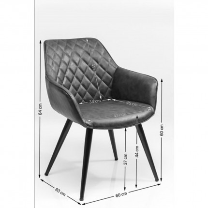 Chaise avec accoudoirs Harry bleue Kare Design