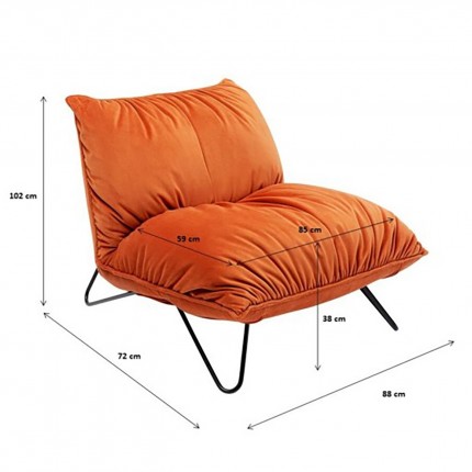 Fauteuil Port Pino velours orange Kare Design