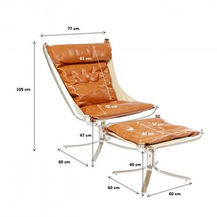 Fauteuil et repose-pieds Washington marron Kare Design