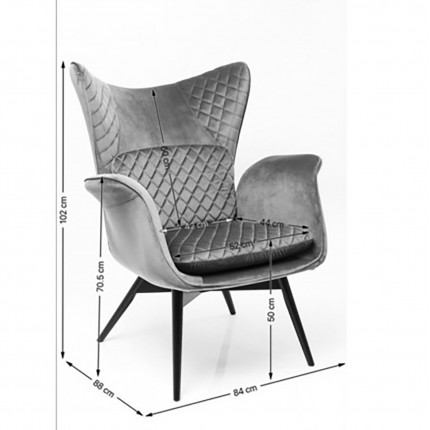 Armchair Tudor velvet black Kare Design