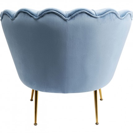 Fauteuil Water Lily velours bleu et acier doré Kare Design