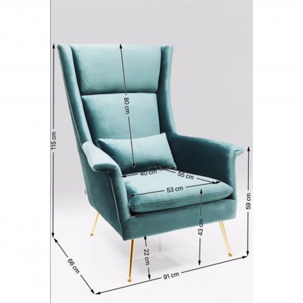 Fauteuil Vegas Forever bleu-vert Kare Design