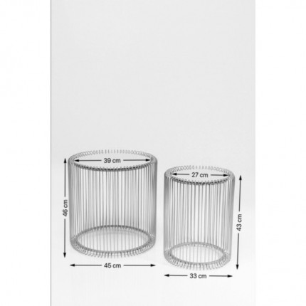 Tables d'appoint rondes Wire blanches set de 2 Kare Design