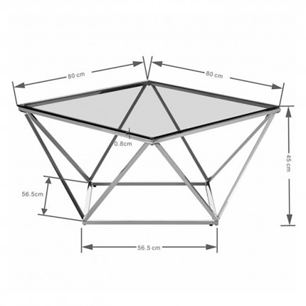 Coffee Table Cristallo 80x80cm silver Kare Design