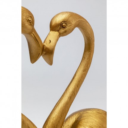 Déco couple cœur flamants dorés 39cm Kare Design