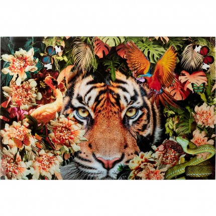 Tableau en verre Tiger on Hunt 150x100cm Kare Design