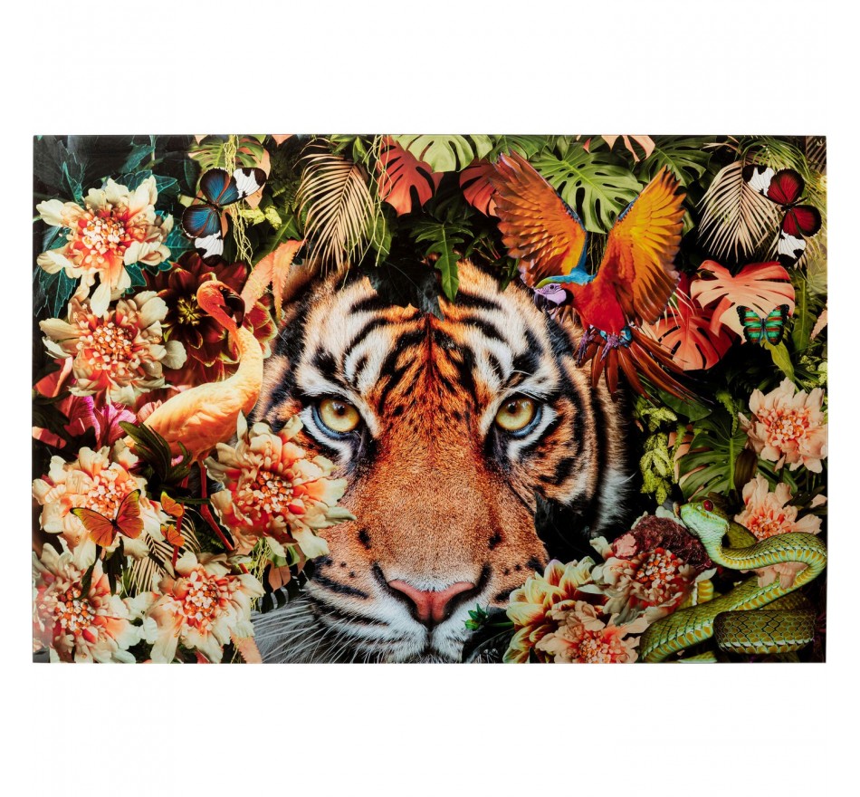 Tableau en verre Tiger on Hunt 150x100cm Kare Design