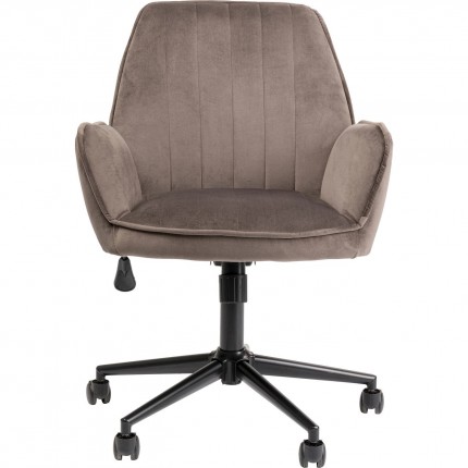 Chaise de bureau pivotante Marisa velours gris Kare Design
