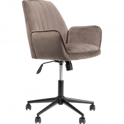 Chaise de bureau pivotante Marisa velours gris Kare Design