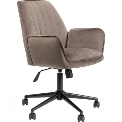 Chaise de bureau pivotante Marisa velours gris Kare Design