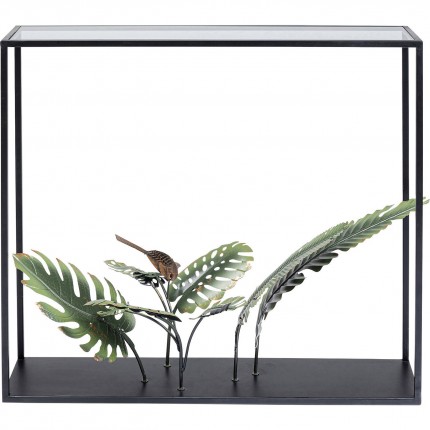 Console noire feuilles tropicales 100x25cm Kare Design
