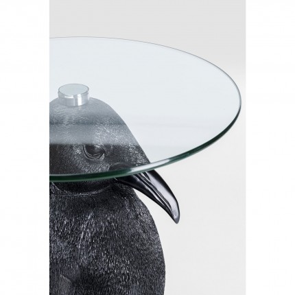 Table d'appoint pingouin noir plateau verre Kare Design