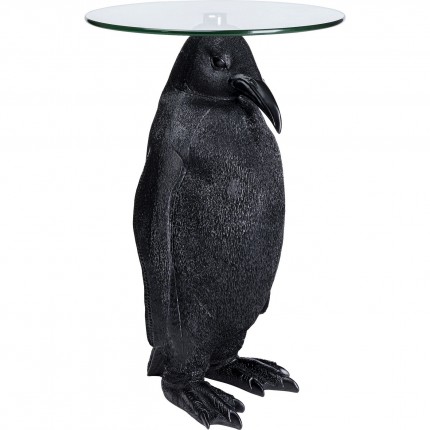 Table d'appoint pingouin noir plateau verre Kare Design