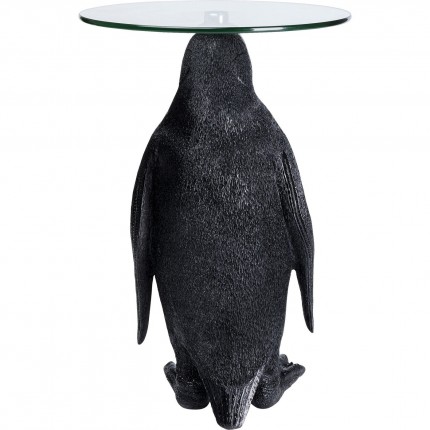 Table d'appoint pingouin noir plateau verre Kare Design