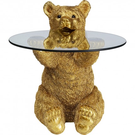 Table d'appoint ours doré plateau verre Kare Design