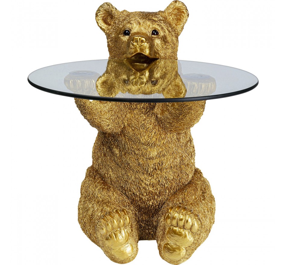 Table d'appoint ours doré plateau verre Kare Design