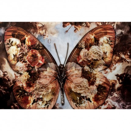 Tableau en verre papillon anges et fleurs 150x100cm Kare Design