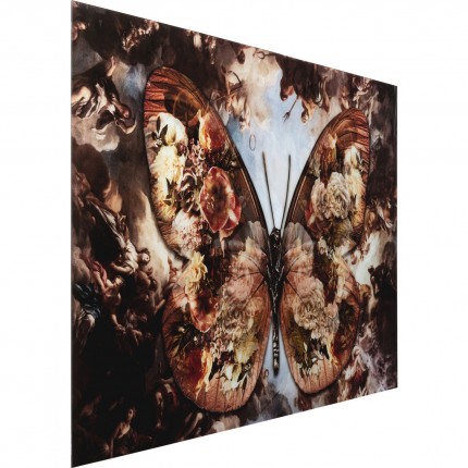 Tableau en verre papillon anges et fleurs 150x100cm Kare Design