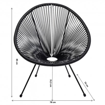 Fauteuil de jardin Acapulco Mono noir Kare Design