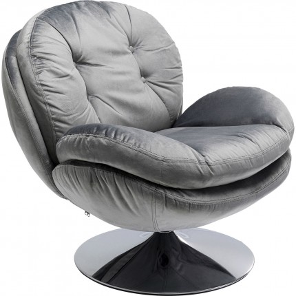 Fauteuil pivotant Cosy velours gris Kare Design