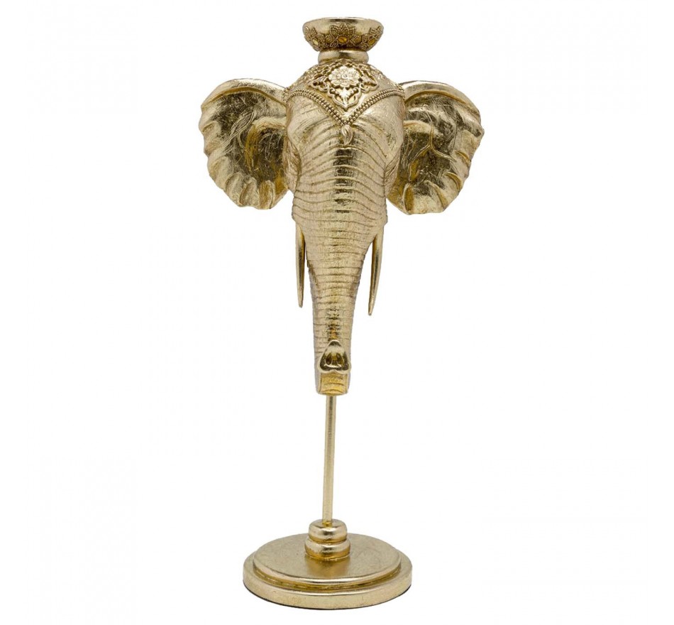 Bougeoir tête d'éléphant doré 36cm Kare Design