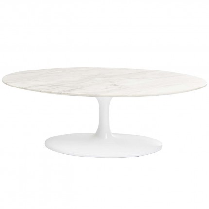 Table basse ovale Solo effet marbre 120x60cm blanche Kare Design