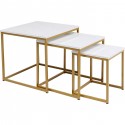 Tables d'appoint Key West dorées set de 3 Kare Design