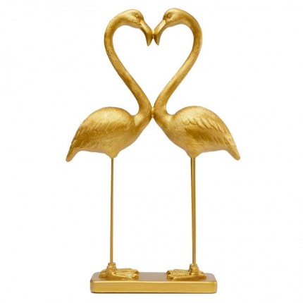 Déco couple cœur flamants dorés 39cm Kare Design