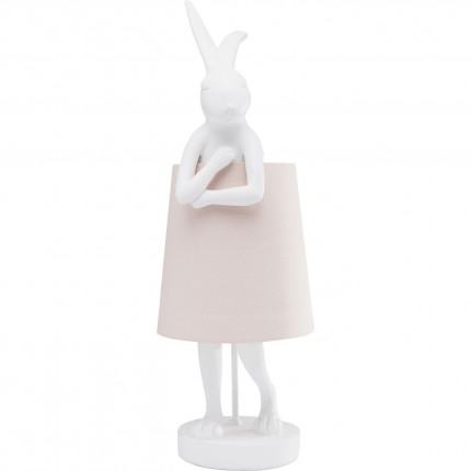 Lampe Animal lapin blanche et rose 50cm Kare Design