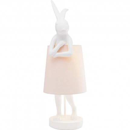 Lampe Animal lapin blanche et rose 50cm Kare Design