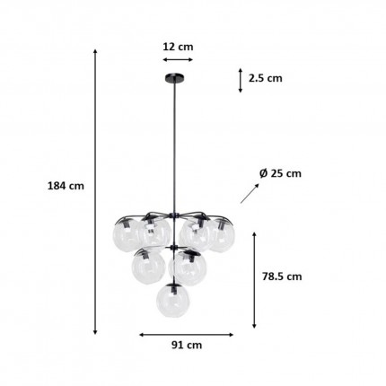 Suspension Lasmina 10 globes noire Kare Design