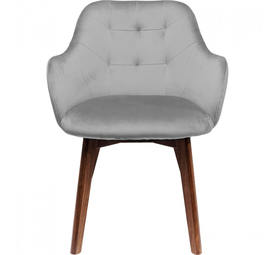 Chaise avec accoudoirs Lady velours stitch gris Kare Design
