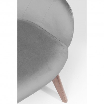 Chaise avec accoudoirs Lady velours stitch gris Kare Design