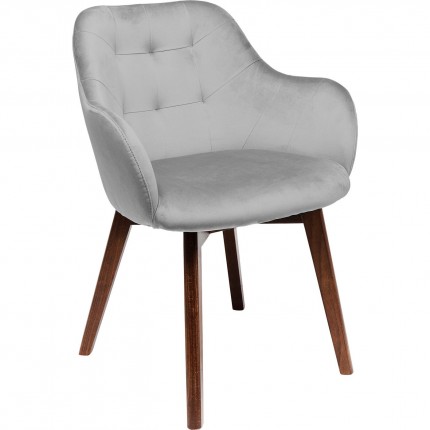 Chaise avec accoudoirs Lady velours stitch gris Kare Design