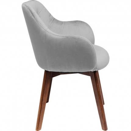 Chaise avec accoudoirs Lady velours stitch gris Kare Design