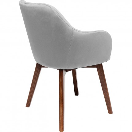 Chaise avec accoudoirs Lady velours stitch gris Kare Design