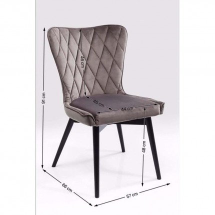 Chaise Marshall velours gris Kare Design