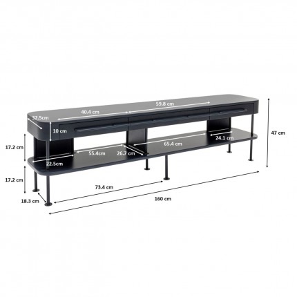 Meuble TV Montieri anthracite 160x47cm Kare Design