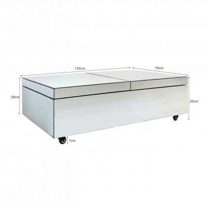 Table basse bar Luxury argent 39x120cm Kare Design