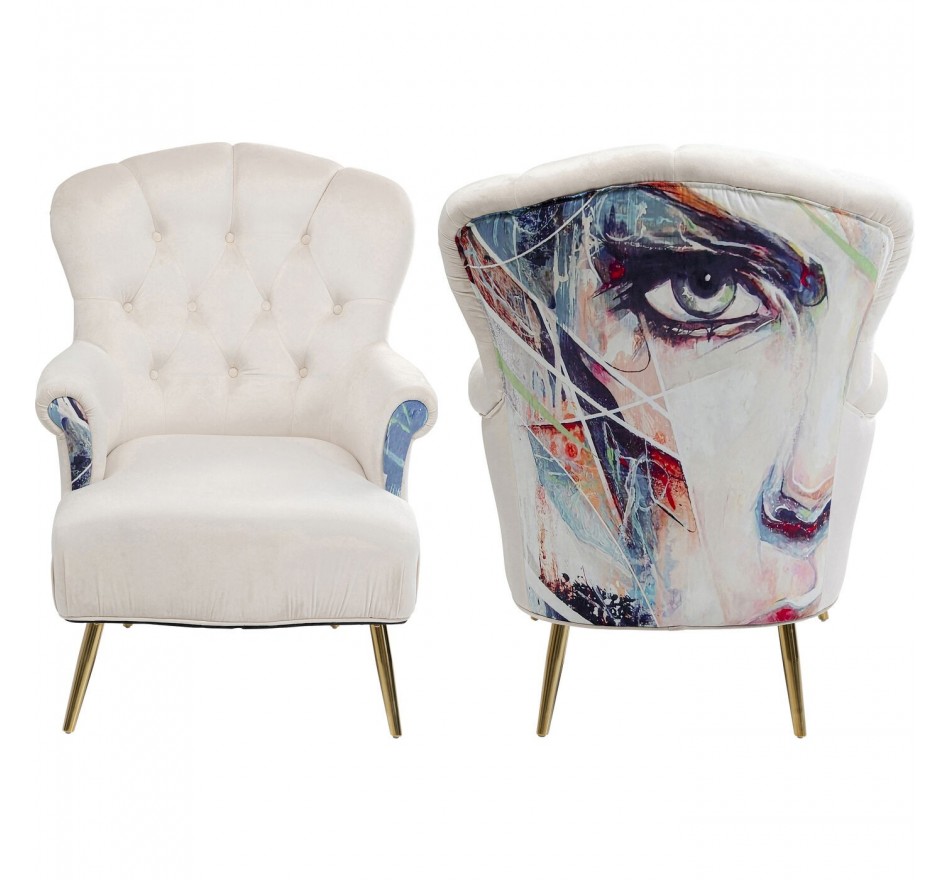 Fauteuil visage femme crème Kare Design
