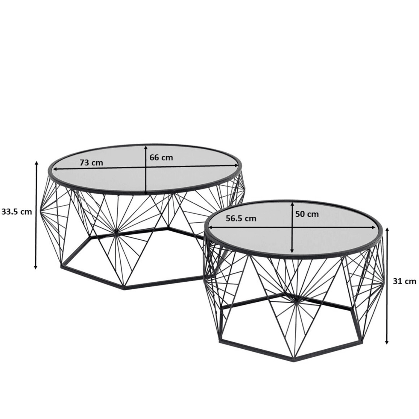 Tables basses Cobweb noires set de 2 Kare Design