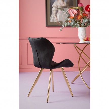 Chaise Viva velours noir et or Kare Design