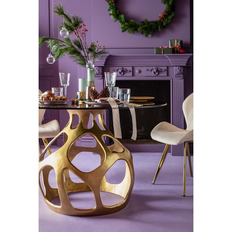 Chaise Viva velours crème et or Kare Design