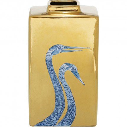 Vase doré grues bleues 29cm Kare Design