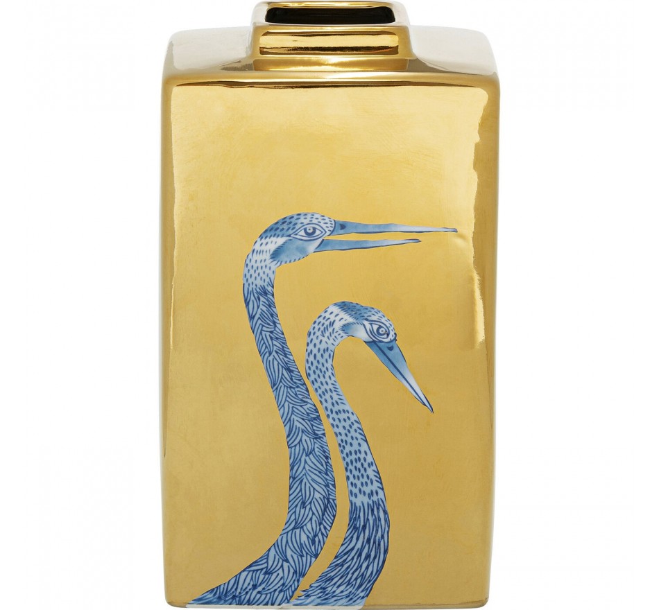 Vase doré grues bleues 29cm Kare Design
